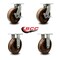 Service Caster 8'' Heavy Duty High Temp Phenolic Swivel Caster Set 2 Brakes 2 Rigid, 4PK CRAN-SCC-KP92S830-PHRHT-SLB-2-R-2 - alternate 2